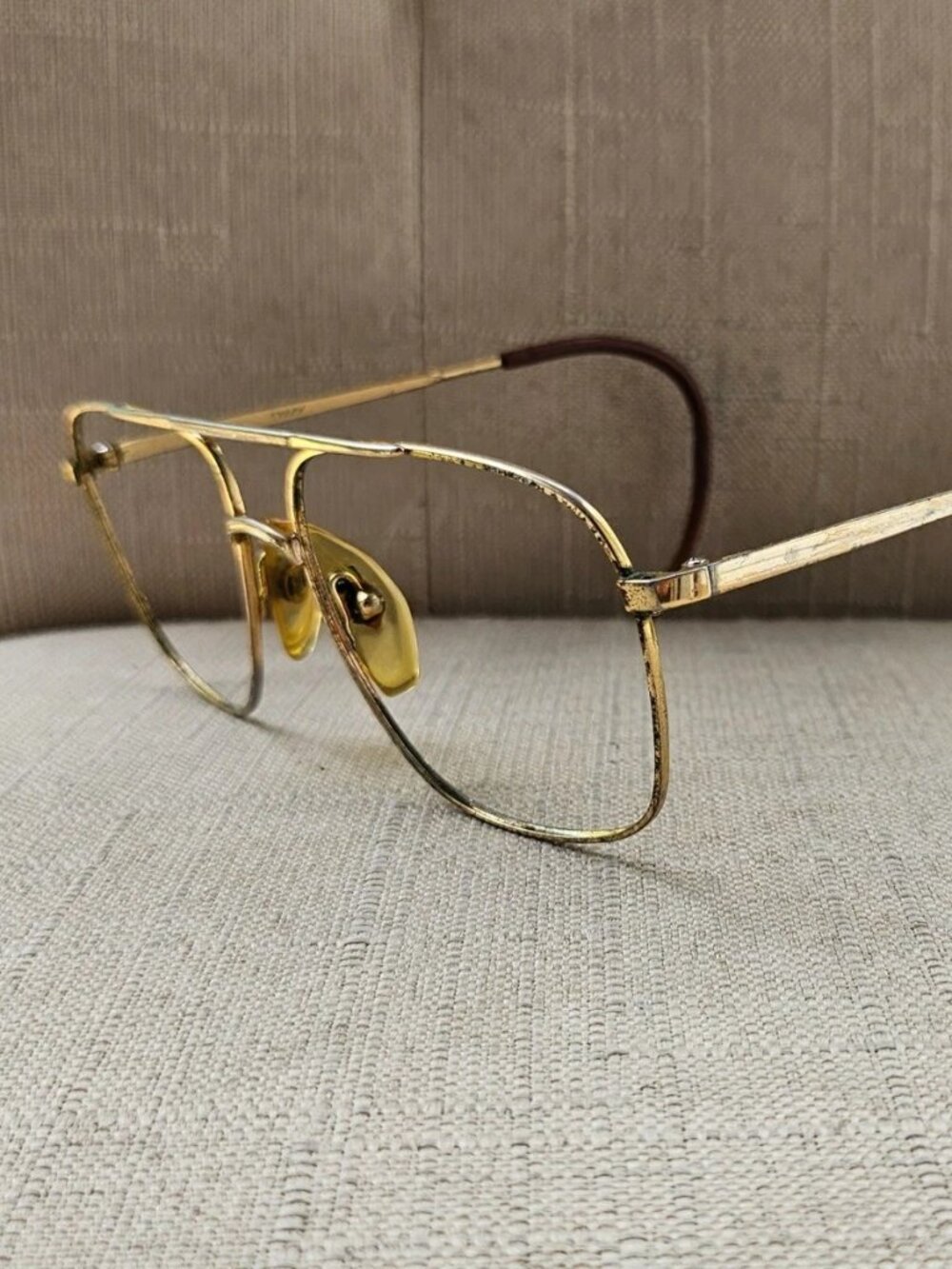 Vintage L'Amy Men Eyeglasses Frame Gold Tone Aviator Glasses Frame only Read des